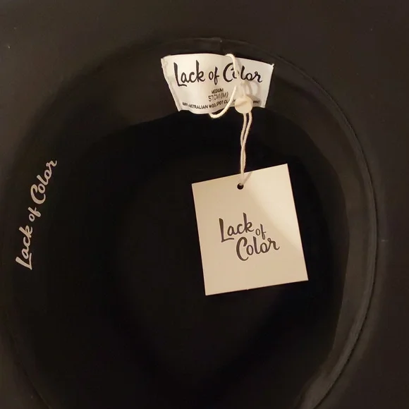 LACK OF COLOR THE PHOENIX FEDORA HAT BLACK SIZE 57CM(M) - Picture 12 of 15